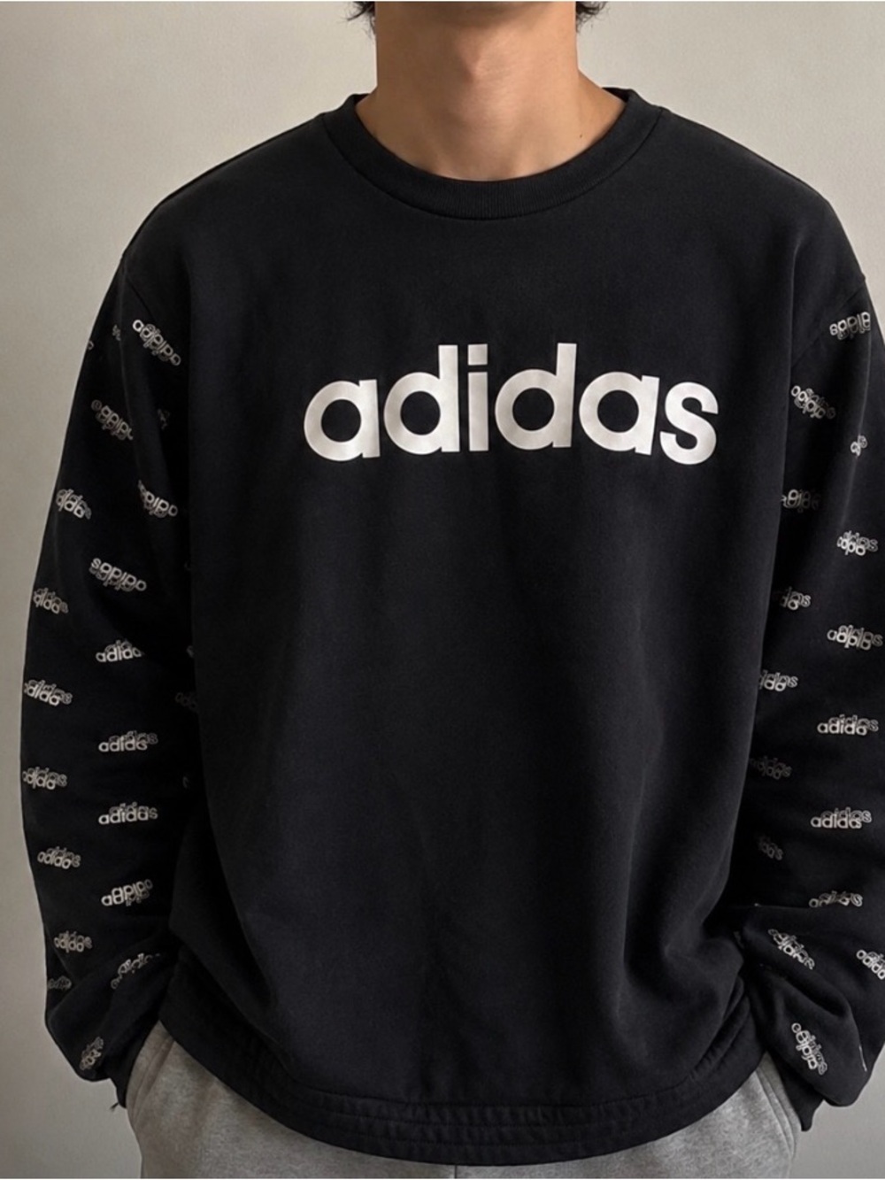 adidas Black Crewneck Sweatshirt with White Logo